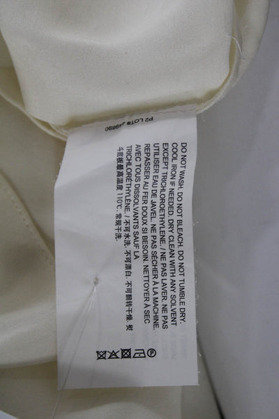 Theory Womens Silk Round Neck Short Sleeve Blouse White Classic Size M