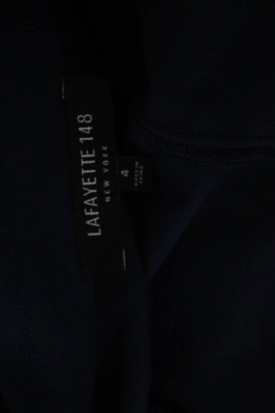 Lafayette 148 New York Women Dark Blue Wool Wrap Dress Long Sleeve Size 4