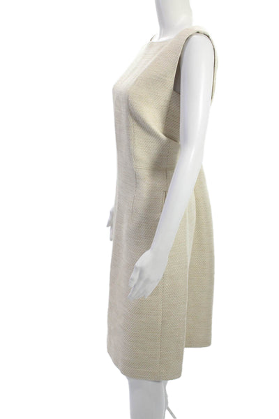 Lafayette 148 New York Women Sheath Dress Beige Square Neck Zip Size 12