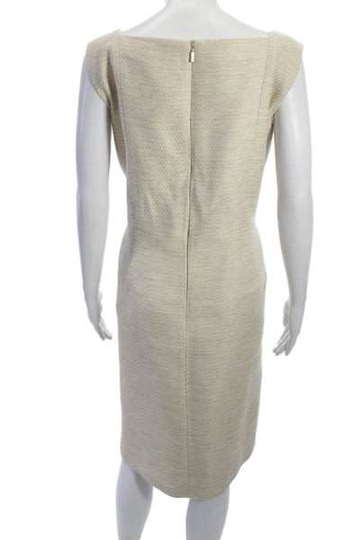 Lafayette 148 New York Women Sheath Dress Beige Square Neck Zip Size 12