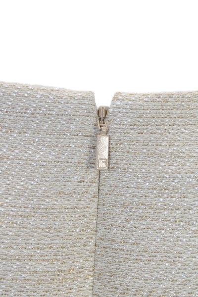 Lafayette 148 New York Women Sheath Dress Beige Square Neck Zip Size 12