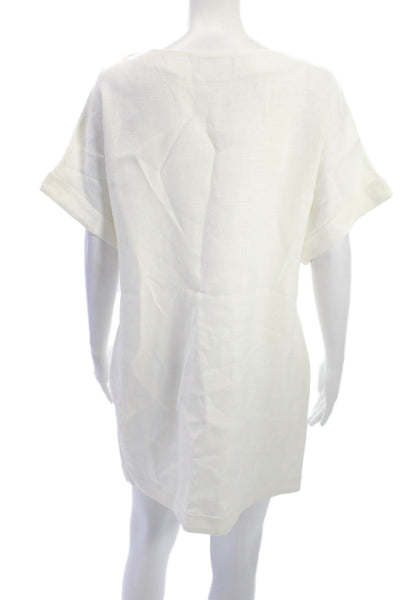 Piazza Sempione Womens White Shift Kaftan Dress Knee Length Zip Size 48