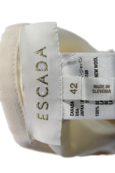 Escada Women Dress Pants Beige Wool Solid Hook & Eye Size 42