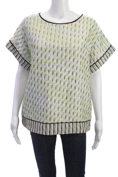 Escada Womens Tunic Blouse White Short Sleeve Round Neck Size 40