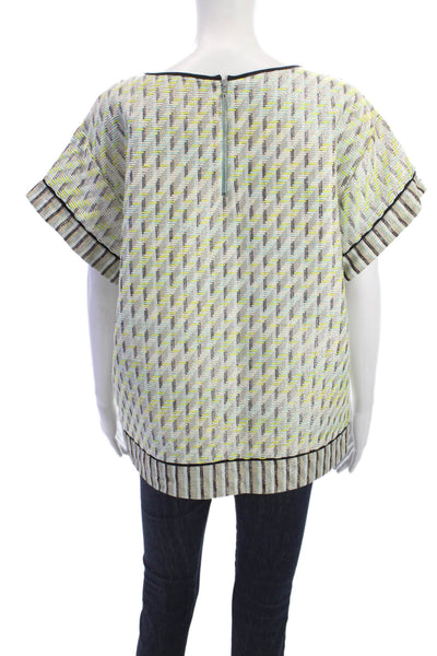Escada Womens Tunic Blouse White Short Sleeve Round Neck Size 40