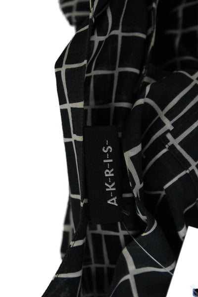 Akris Women Basic Geometric Cotton Crew Neck Short Sleeve Blouse Size 12