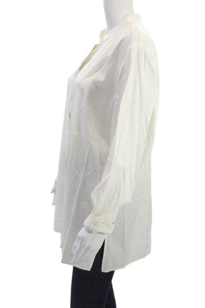 Lafayette 148 New York Womens Tunic White Long Sleeve High Neck Size 12