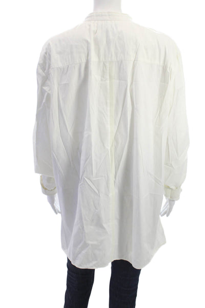 Lafayette 148 New York Womens Tunic White Long Sleeve High Neck Size 12