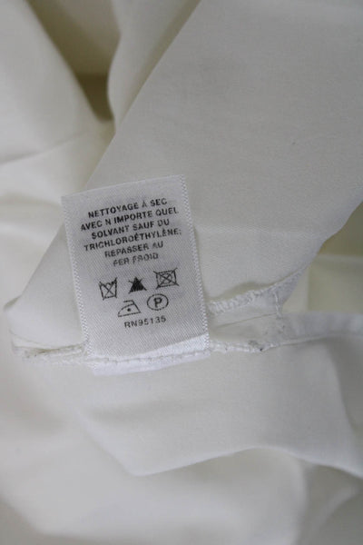 Lafayette 148 New York Womens Tunic White Long Sleeve High Neck Size 12