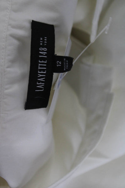 Lafayette 148 New York Womens Tunic White Long Sleeve High Neck Size 12