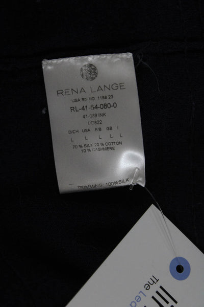 Rena Lange Women Dark Blue Pullover Sweater Silk Cotton Cashmere Size L