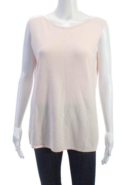 Escada Womens Basic Sleeveless Tank Pink Cashmere Silk Blend Size 42