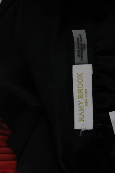 Ramy Brook Women Black Collared Button Up Long Sleeve Blouse Size M