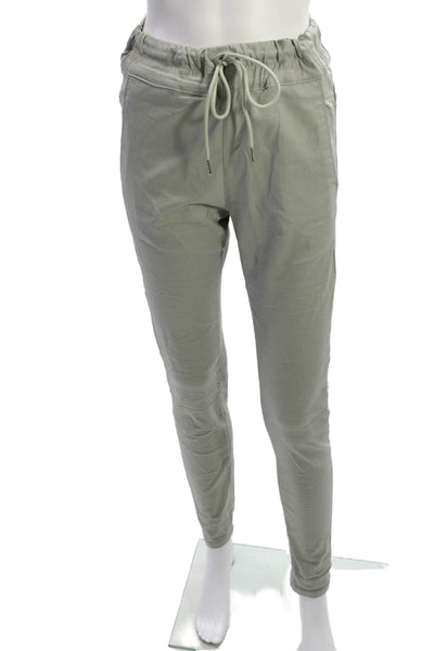 Flog Womens Jogger Pants Gray Drawstring Solid Army 98%Cotton 2%Lycra Size 27