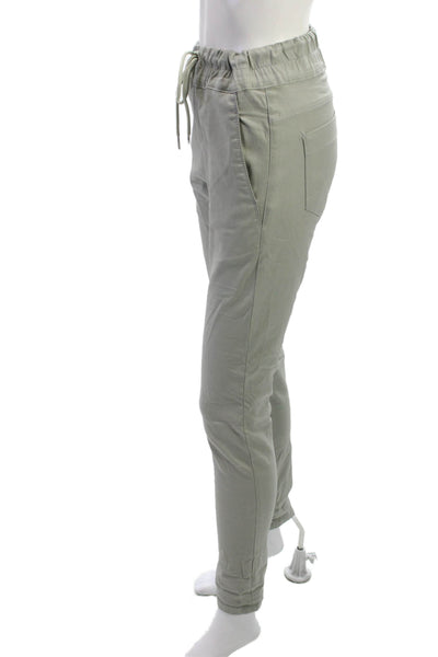 Flog Womens Jogger Pants Gray Drawstring Solid Army 98%Cotton 2%Lycra Size 27