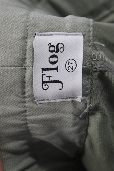 Flog Womens Jogger Pants Gray Drawstring Solid Army 98%Cotton 2%Lycra Size 27