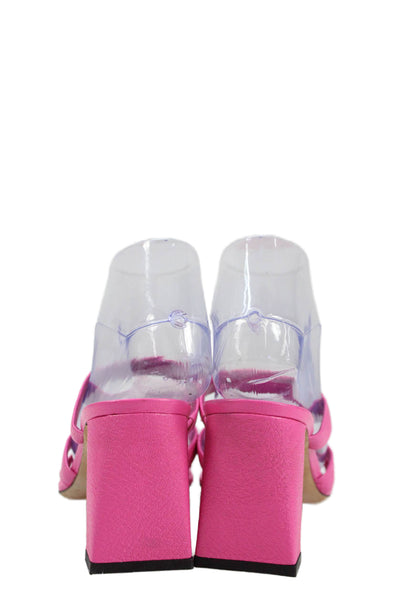 By Far Womens Square Toe Slip-On Block High Heeled Sandals Pink Size 8
