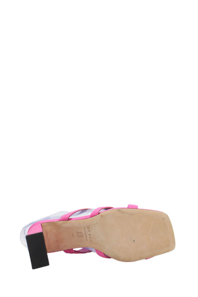 By Far Womens Square Toe Slip-On Block High Heeled Sandals Pink Size 8