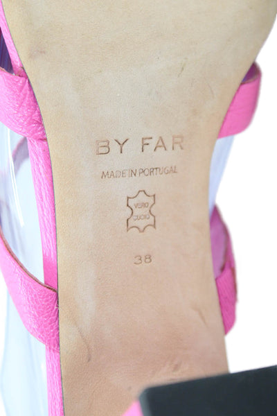 By Far Womens Square Toe Slip-On Block High Heeled Sandals Pink Size 8