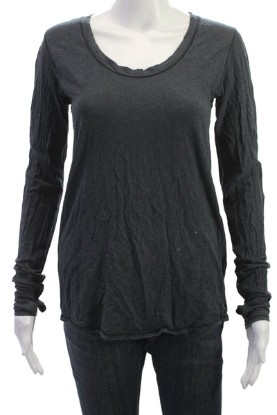 Lululemon Womens Basic Long Sleeve Dark Gray Cotton Round Neck T-Shirt Size 4