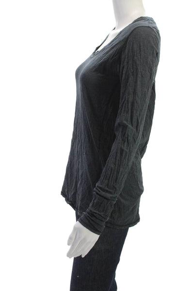 Lululemon Womens Basic Long Sleeve Dark Gray Cotton Round Neck T-Shirt Size 4