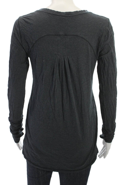 Lululemon Womens Basic Long Sleeve Dark Gray Cotton Round Neck T-Shirt Size 4