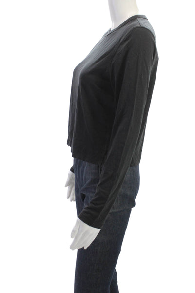 Lululemon Women Black Basic T-Shirt Long Sleeve Crew Neck Size 4