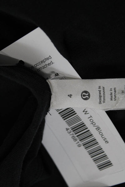 Lululemon Women Black Basic T-Shirt Long Sleeve Crew Neck Size 4