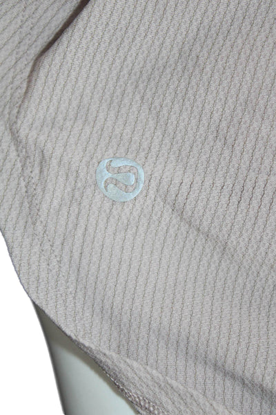 Lululemon Women Striped Crew Neck Sleeveless Tank Top Nylon Beige Size 4