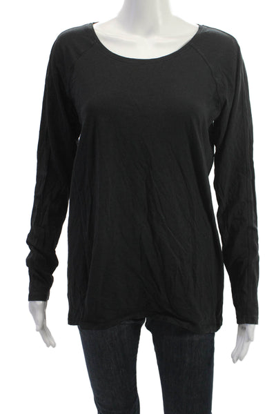 Lululemon Womens Basic Black Cotton Long Sleeve T-Shirt Size 4