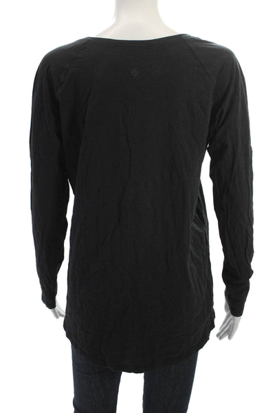 Lululemon Womens Basic Black Cotton Long Sleeve T-Shirt Size 4