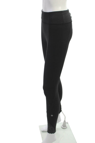 Lululemon Women Black Ankle Leggings Zip 69% Nylon 31% Lycra Size 2