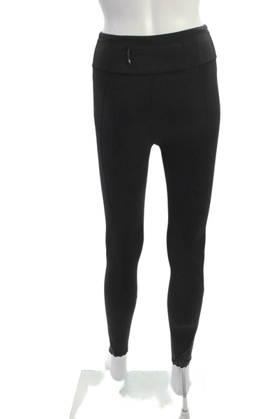 Lululemon Women Black Ankle Leggings Zip 69% Nylon 31% Lycra Size 2