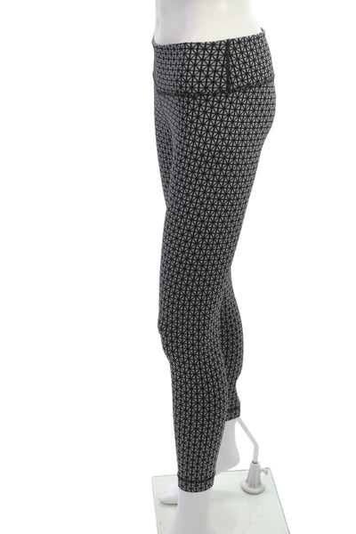 Lululemon Womens Ankle Leggings Black Geometric Nylon Aztec Size 2