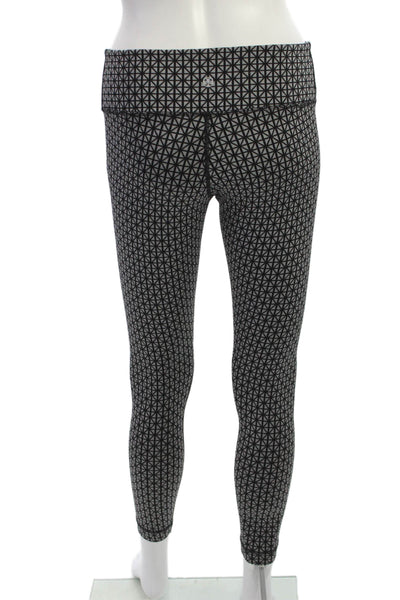 Lululemon Womens Ankle Leggings Black Geometric Nylon Aztec Size 2