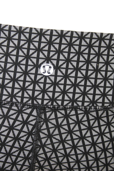 Lululemon Womens Ankle Leggings Black Geometric Nylon Aztec Size 2