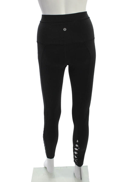 Lululemon Women Black Ankle Leggings Nylon Lycra Size 2