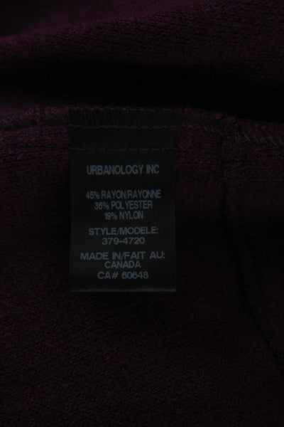 Pure Essence Women Collared Long Sleeve Purple Coatigan Size L