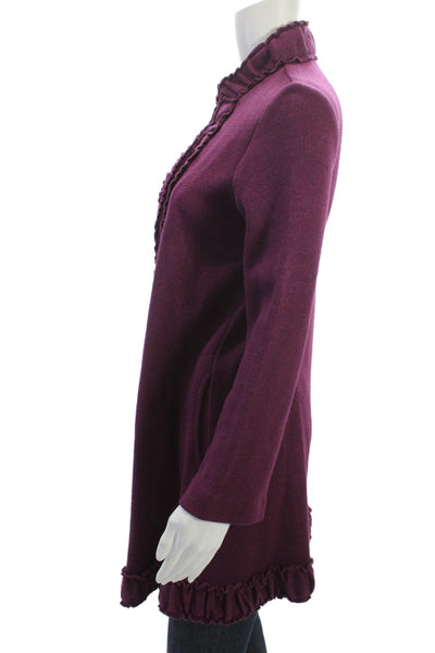 Pure Essence Women Purple High Neck Long Sleeve Coatigan Sweater Size XS