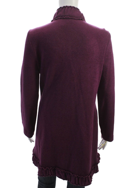 Pure Essence Women Purple High Neck Long Sleeve Coatigan Sweater Size XS