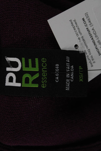 Pure Essence Women Purple High Neck Long Sleeve Coatigan Sweater Size XS