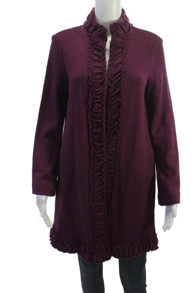 Pure Essence Womens Purple Mock Neck Long Sleeve Coatigan Size S