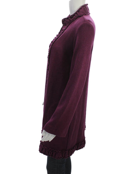 Pure Essence Womens Purple Mock Neck Long Sleeve Coatigan Size S