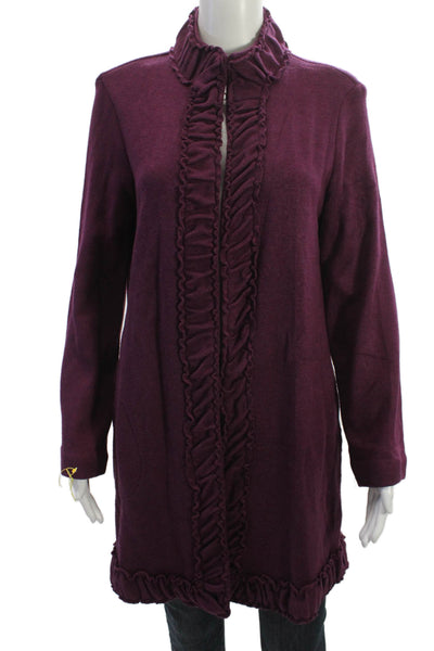 Pure Essence Womens Purple High Neck Long Sleeve Coatigan Size M
