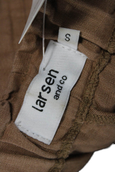 Larsen & Co Women Linen Solid Brown Beach Shorts Size S
