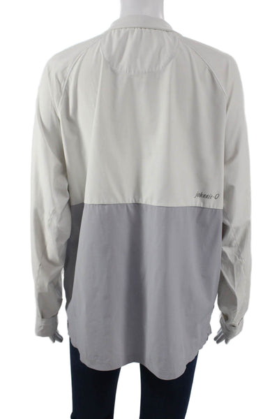Johnnie-o Women Quilted Windbreaker Jacket Gray Zip Mock Neck Outdoor Size L