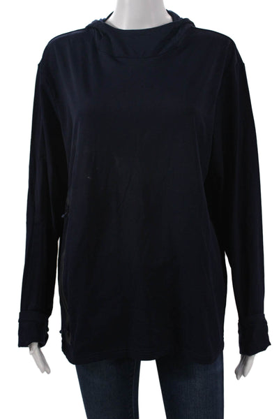 Greyson Women Pullover Hoodie Dark Blue Zip High Neck Long Sleeve Size L