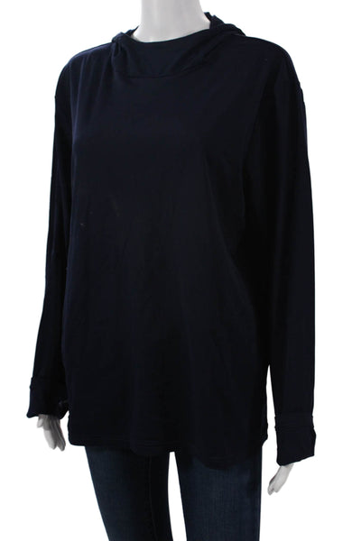 Greyson Women Pullover Hoodie Dark Blue Zip High Neck Long Sleeve Size L