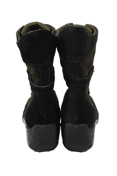 Aquatalia By Marvin K Womens Suede Front Zipper Ankle Boots Black Brown Size 7.5