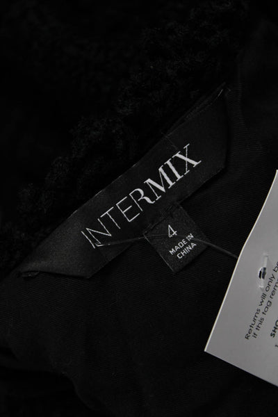 Intermix Womens Black Button Front Blazer V Neck Long Sleeve Size 4